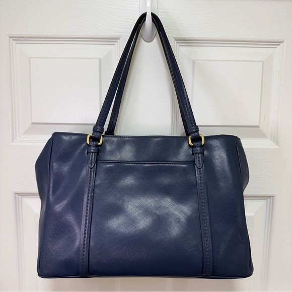 Coach Peyton Jordan Carryall Navy Blue Saffiano Leather Triple Compartment - Picture 8 of 14